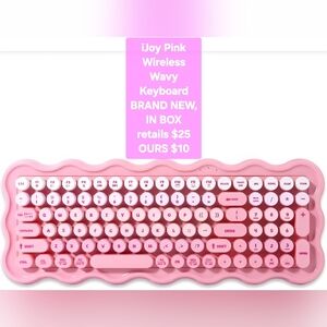NIB iJoy Pink Wireless Wavy Keyboard